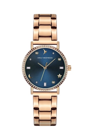 Reloj de cuarzo de acero - Dorado y azul - Emily Westwood