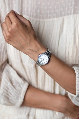 Reloj de cuarzo de acero - Plateado y blanco - Victoria Walls