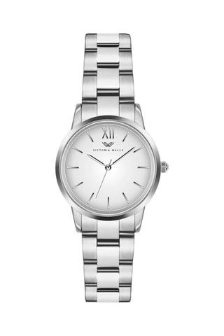 Reloj de cuarzo de acero - Plateado y blanco - Victoria Walls