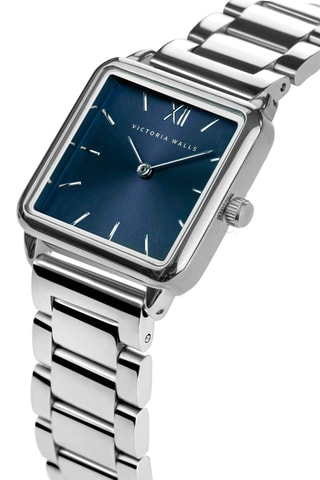 Reloj de cuarzo de acero - Plateado y azul - Victoria Walls