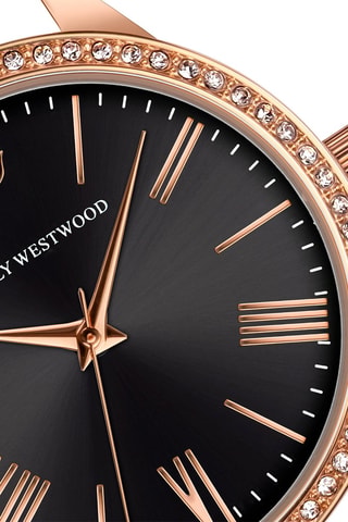 Reloj de cuarzo de acero - Rosa dorado y negro - Emily Westwood