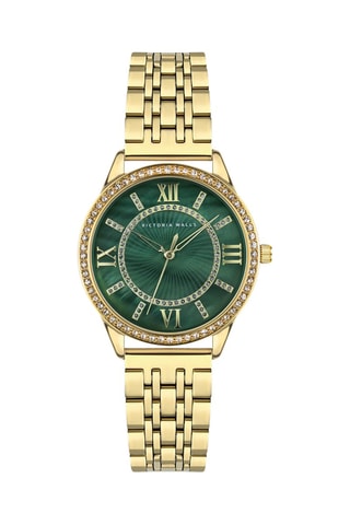 Reloj de cuarzo de acero chapado en ion de oro amarillo
