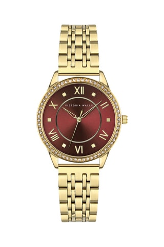 Reloj de cuarzo de acero chapado en ion de oro amarillo