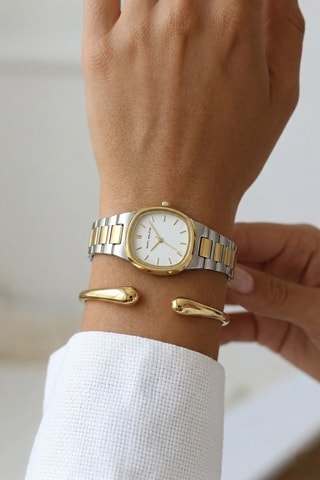 Reloj de cuarzo de acero - Plateado y dorado