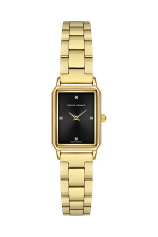 Reloj de cuarzo de acero y diamantes