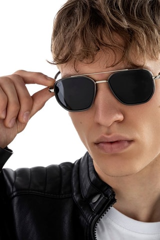 Gafas de sol polarizadas unisex - Categoría 2 - Plateado y negro