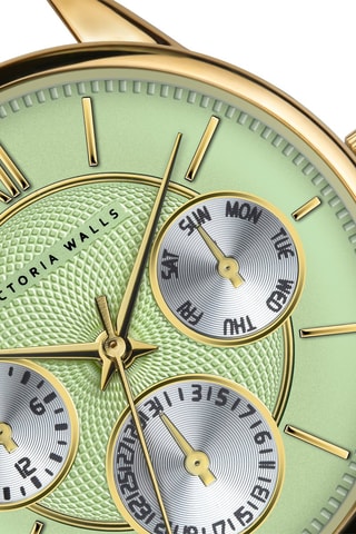 Reloj de cuarzo de acero - Dorado y verde claro - Victoria Walls