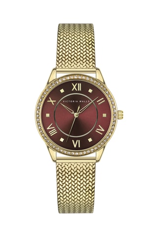Reloj de cuarzo de metal - Dorado y burdeos