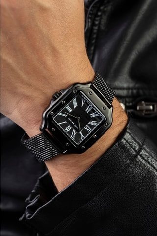 Reloj de cuarzo de acero - Negro - Marc Malone