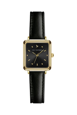 Reloj de cuarzo de piel - Negro y dorado - Emily Westwood