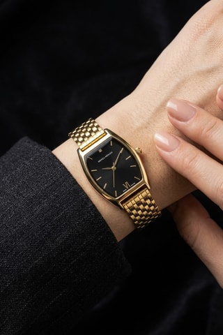 Reloj de cuarzo de acero y diamante - Dorado y negro
