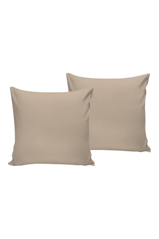 2 taies d'oreiller en satin de coton 117 g/cm² - Beige