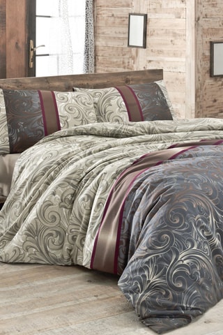 Parure de couette en coton - 53 fils/cm² Hürrem - Gris 