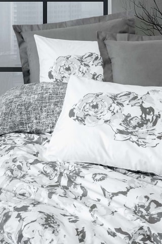Parure de couette réversible en coton - 57 fils/cm²  Florva - Anthracite