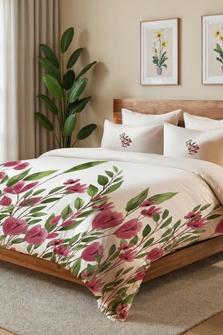 Parure de couette en coton 57 fils/cm² - Crème