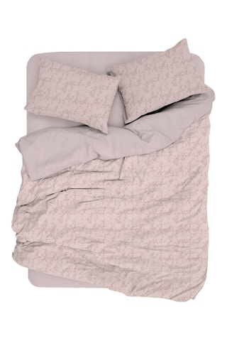 Parure de couette réversible en coton satin Dalya Kombin - 83 fils/cm² - Poudre