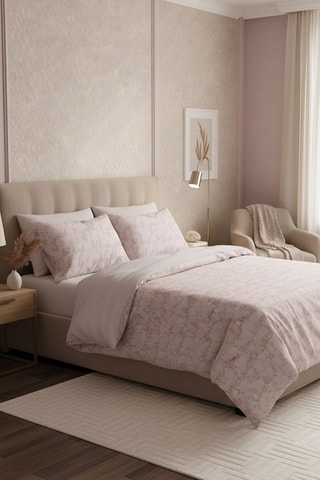 Parure de couette réversible en coton satin Dalya Kombin - 83 fils/cm² - Poudre