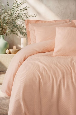 Parure de couette en coton 57 fils/cm² - Saumon