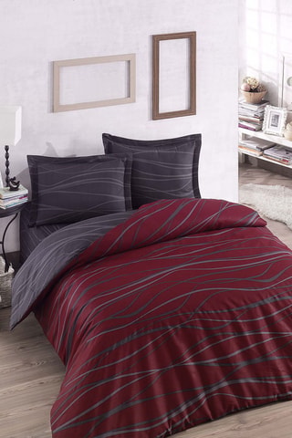 Parure de couette en coton 48 fils/cm² Verda - Rouge et anthracite