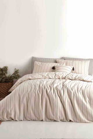 Parure de couette en coton 50 fils/cm² Tommy - Beige