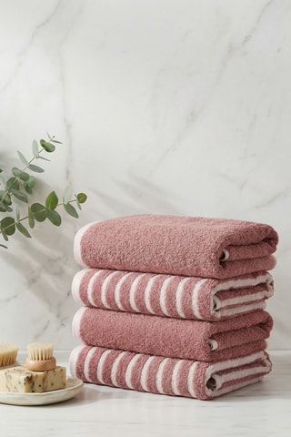 4 serviettes de toilette - Vieux rose - 50 x 90 cm