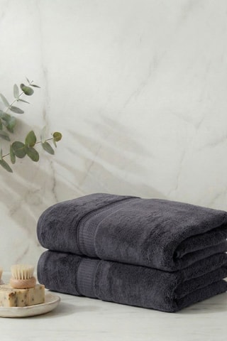2 draps de douche Check - Noir - 70 x 140 cm