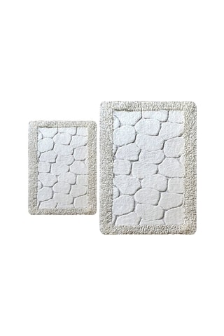 2 tapis de bain Stone - Beige - 50 x 60 cm et 60 x 100 cm