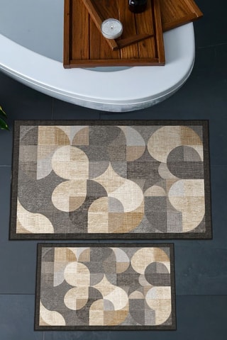 2 tapis de bain - Gris - 50 x 60 cm et 60 x 100 cm