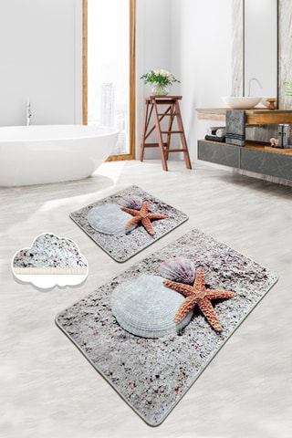 2 tapis de bain - Gris - 60 x 100 / 50 x 60 cm