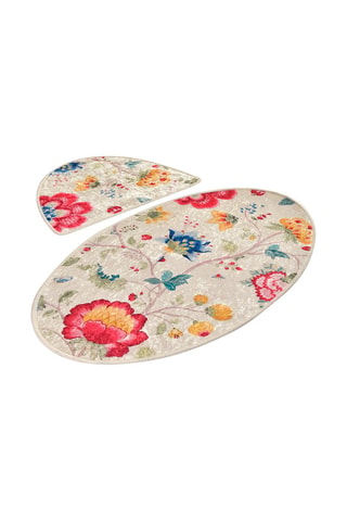 2 tapis de bain Arya Oval - Multicolore - 50 x 60 cm / 60 x 100 cm