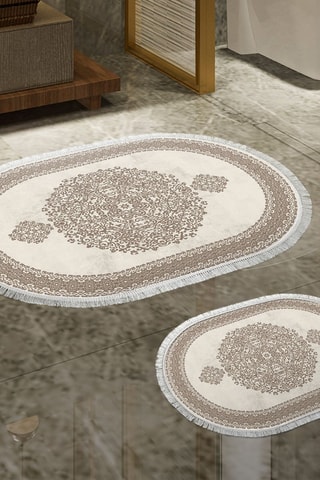2 tapis de bain - Marron clair - 50 x 60/60 x 100 cm