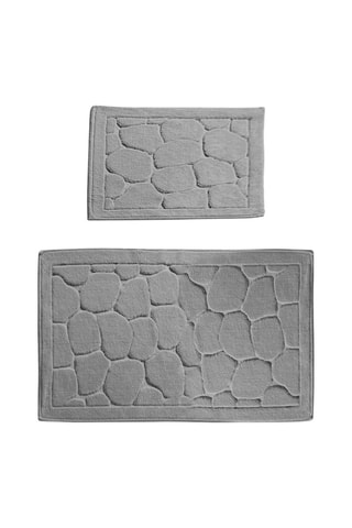 2 tapis de bain antibactériens Parma - Gris - 50 x 60 / 60 x 100 cm