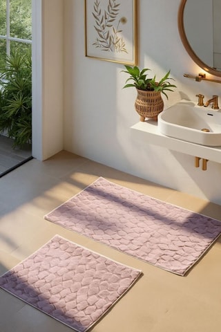 2 tapis de bain Rabbit - Rose - 60 x 100 cm et 50 x 60 cm