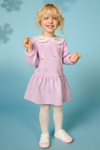 Robe et collant - Mauve et blanc