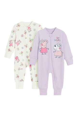 2 combinaisons Peppa Pig - Mauve et blanc