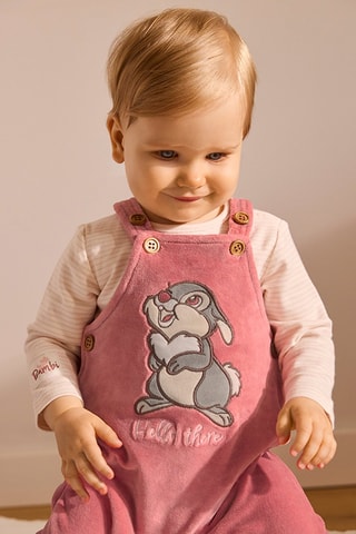 Velours Rompertje en Tuinbroek Stampertje Bambi Disney - Roze en Ecru