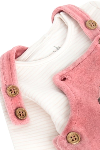 Velours Rompertje en Tuinbroek Stampertje Bambi Disney - Roze en Ecru