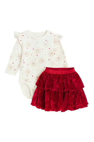Body et jupe - Blanc et rouge
