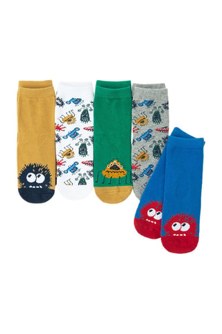 5 paires de chaussettes - Moutarde, blanc et vert