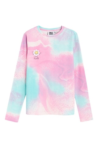 T-shirt tie and dye Smiley - Rose et ciel