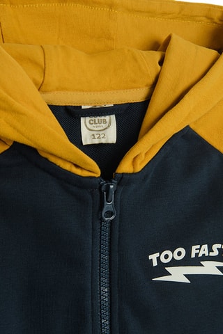 Sweat à capuche - Bleu marine et moutarde
