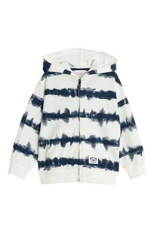 Sweat à capuche tie and dye - Blanc et bleu marine