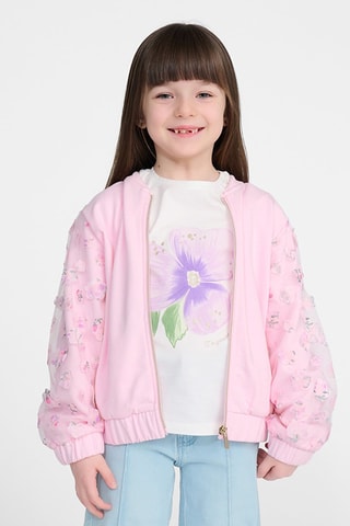 Sweater van 2 materialen. Roze
