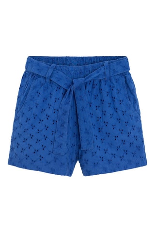 Short met Engelse borduursels - Koningsblauw