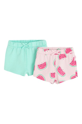 2 Shorts - zeegroen en poederroze