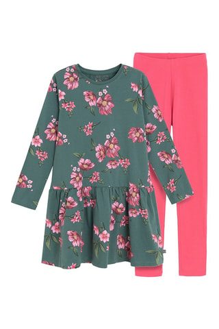 Robe et legging - Vert et rose