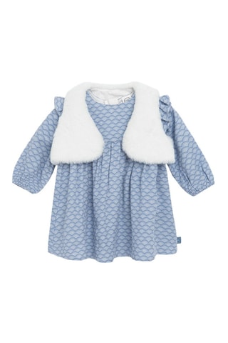 Robe et gilet sans manches - Bleu clair et blanc