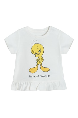 T-shirt et legging Titi et Grosminet Looney Tunes Blanc et rose