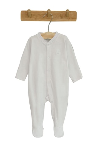 2 grenouillères en coton biologique - Rose poudré et blanc