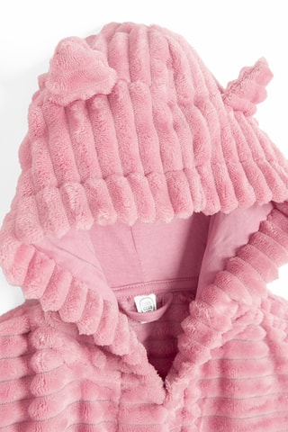 Peignoir à capuche à oreilles en velours - Rose